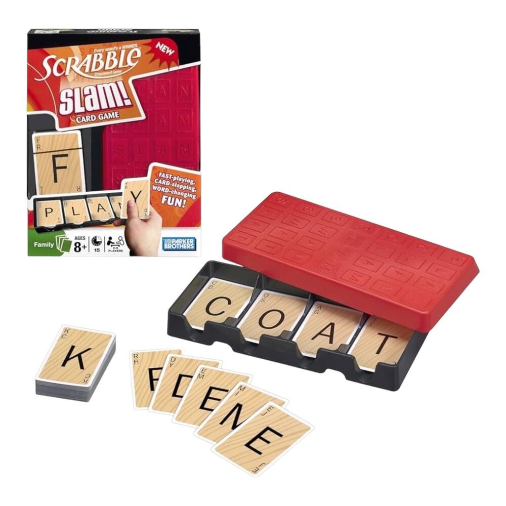 SCRABBLE SLAM Deluxe Card Game Letter Word Game Family Night Fun Parker Bros BOX